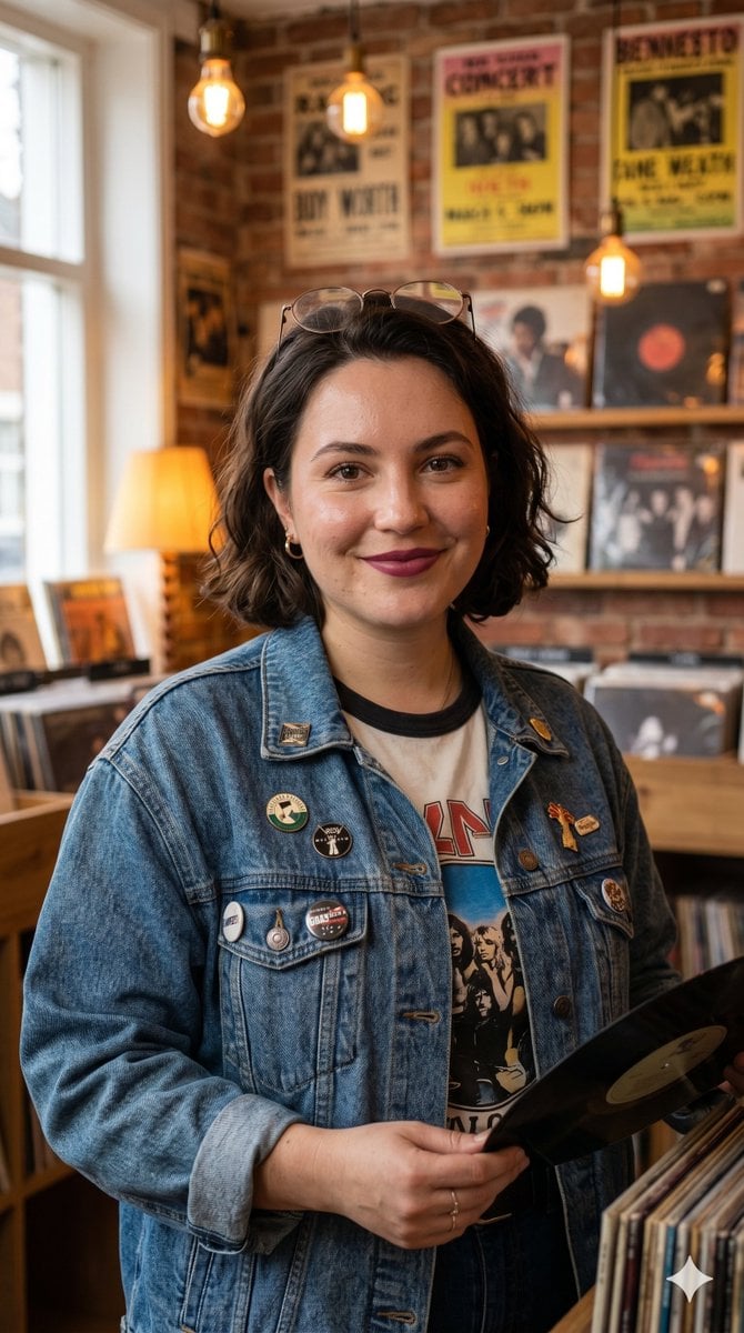 Vintage Record Store Owner Editorial — AI image template example