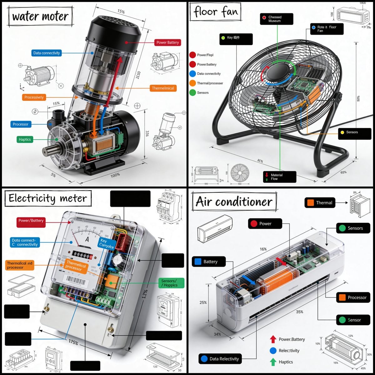 Technical infographic of with a 45-degree isometric 3D perspective