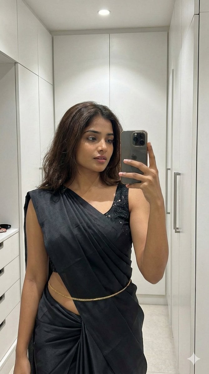 Ultra-Photorealistic Saree Mirror Selfie