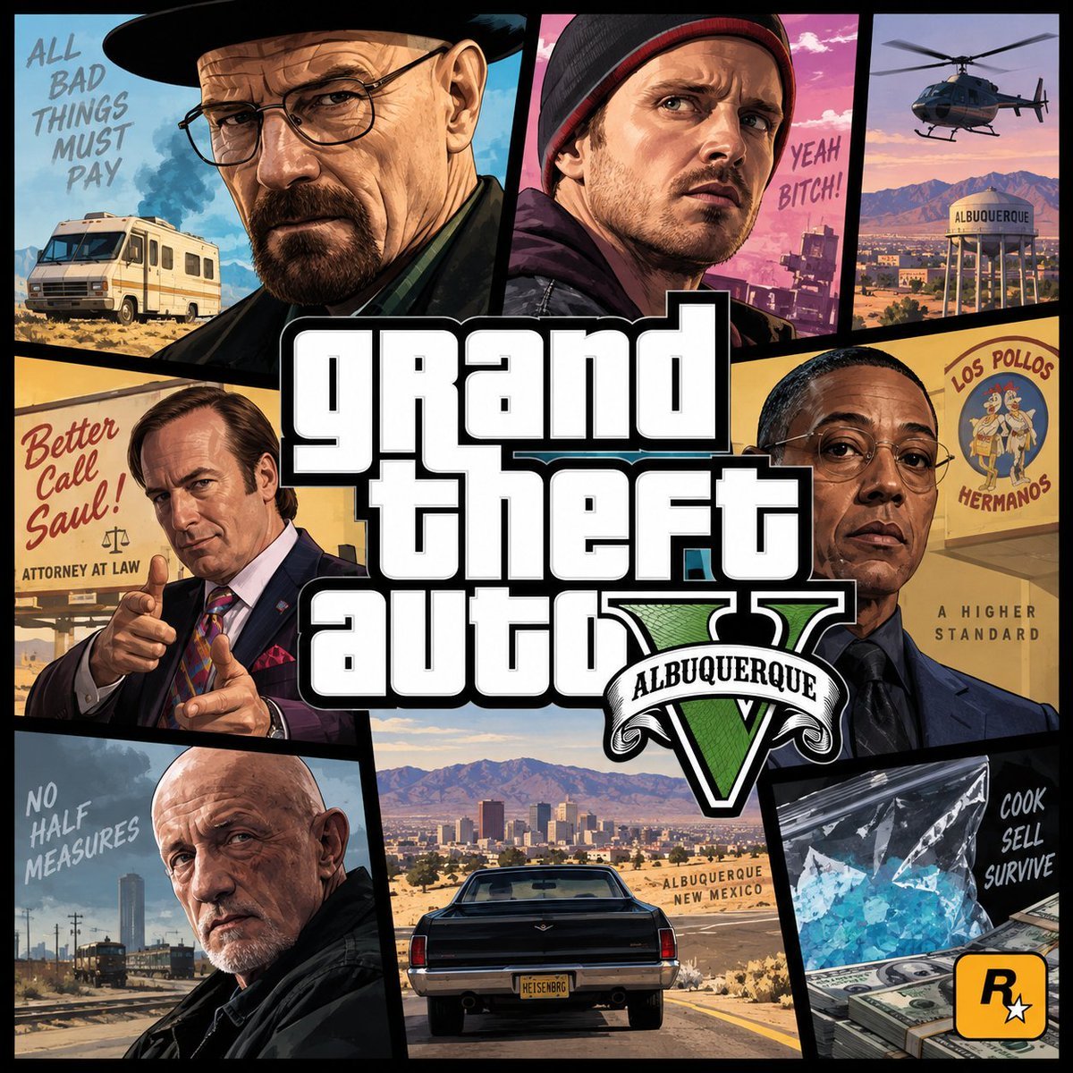 Albuquerque GTA-Style Crime Collage — AI image template example