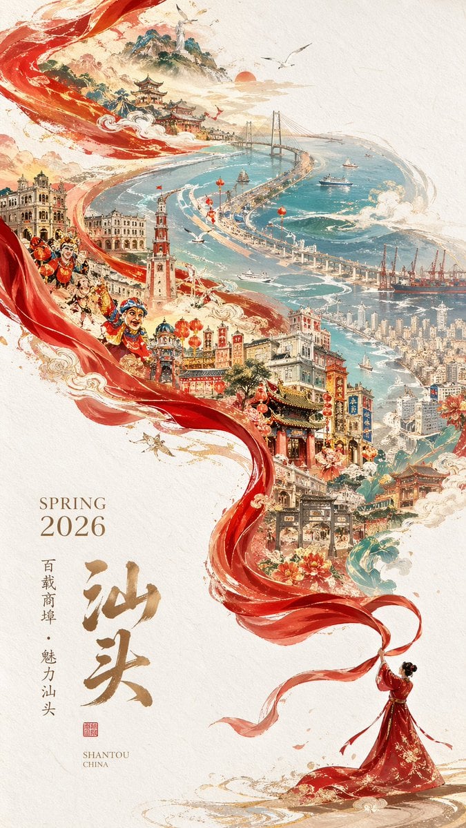 Epic Chinese Cityscape Ribbon Poster