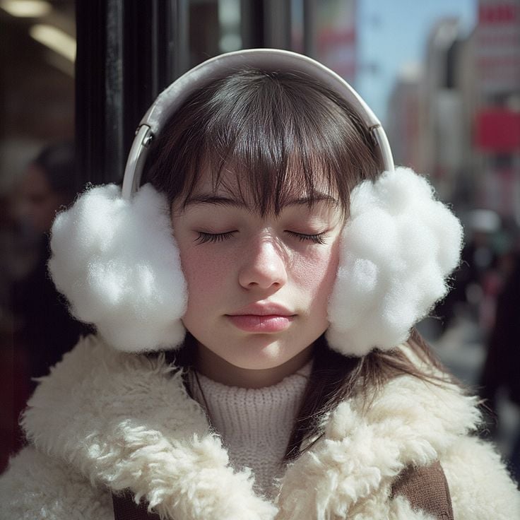 Dreamy Winter Portrait with Teddy Coat and Earmuffs