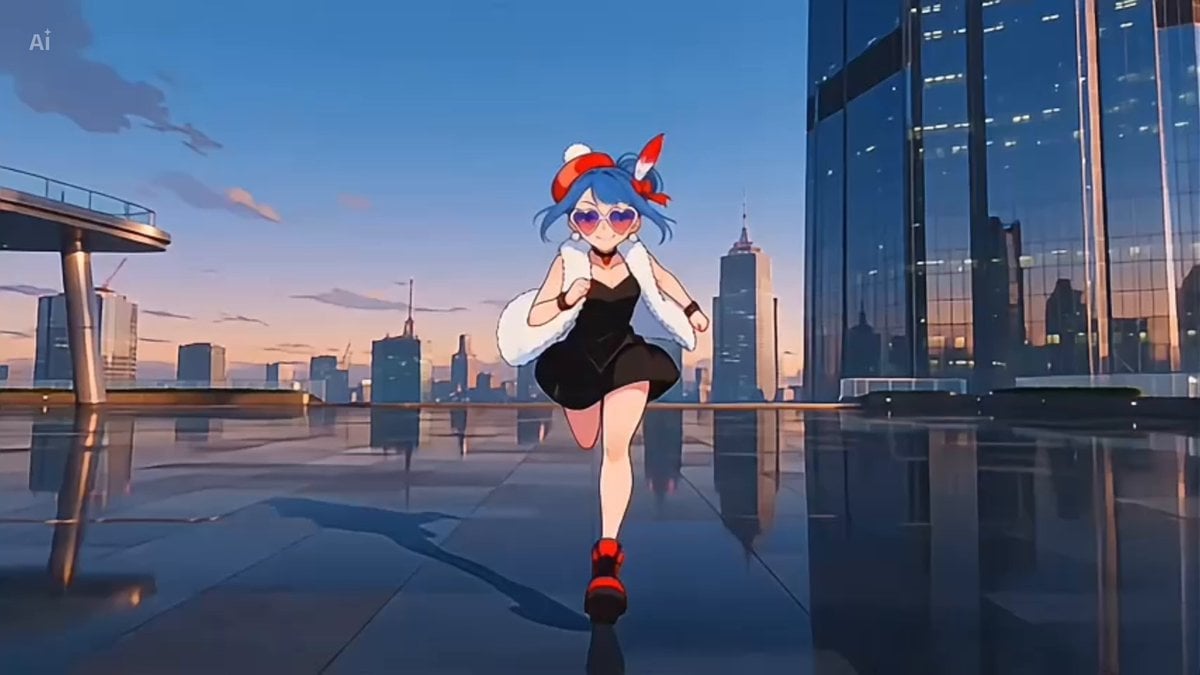 Anime Girl Cinematic One-Cut in Future City