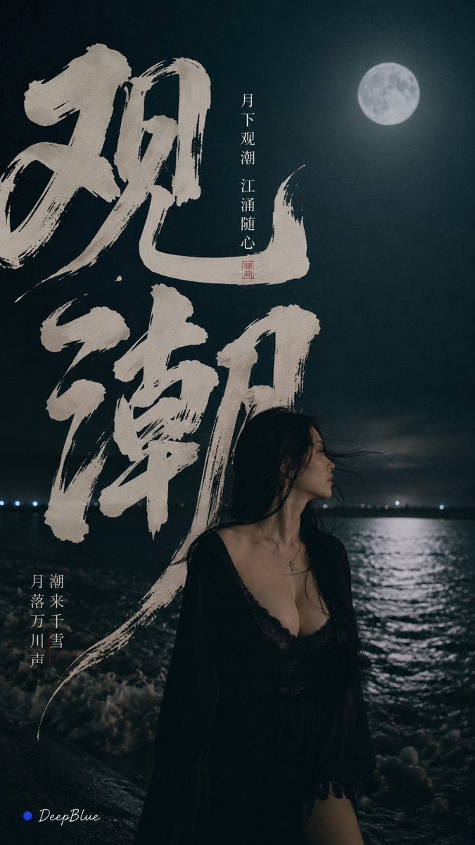 Tidal Bore Under Moonlight Poster
