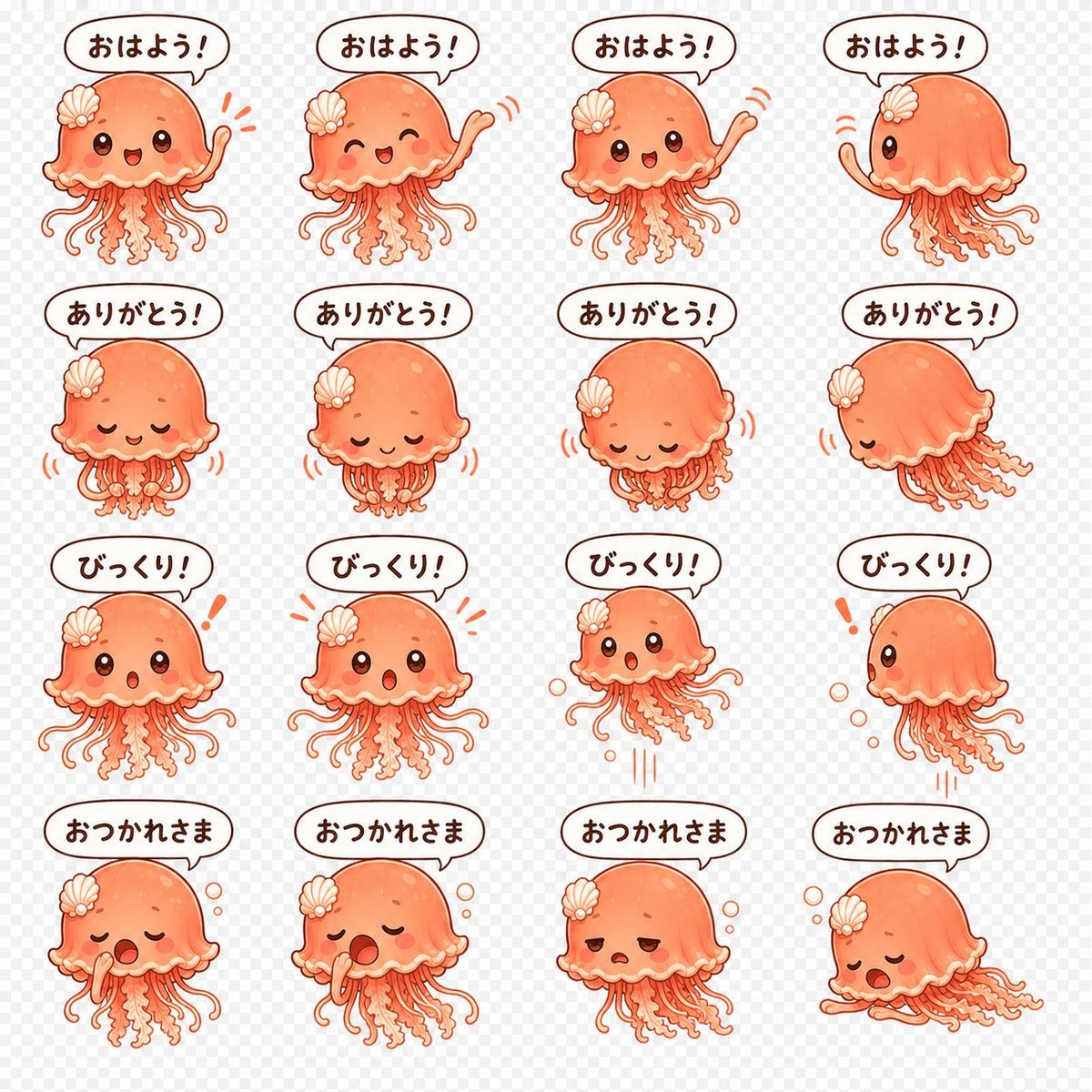 Kawaii Jellyfish Sticker Sheet — AI image template example