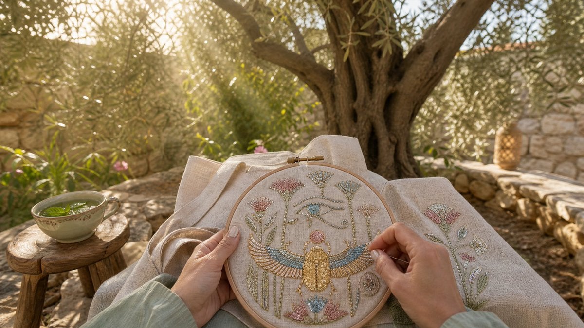 Mint Tea and Scarab Embroidery