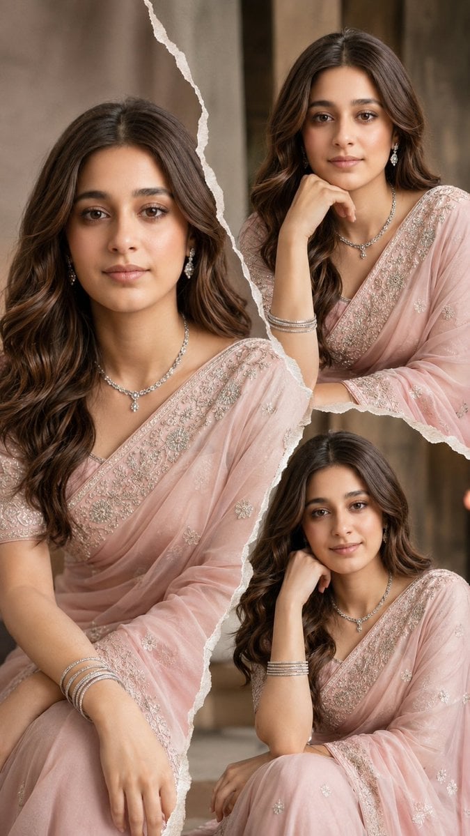 Torn Paper Saree Fashion Collage