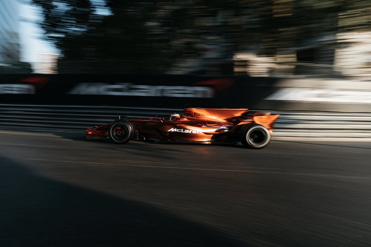 Cinematic McLaren F1 Panning Shot — AI image template example