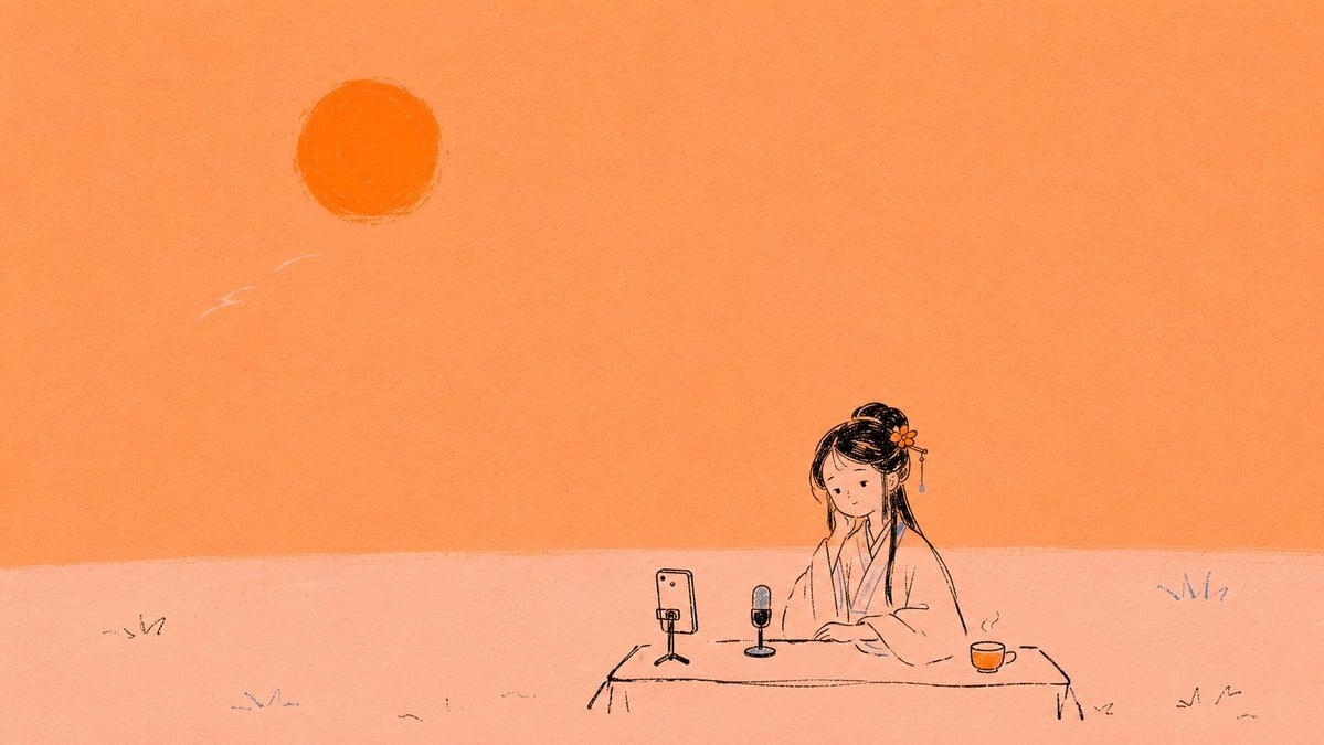 Minimal Orange Lin Daiyu Livestream Illustration