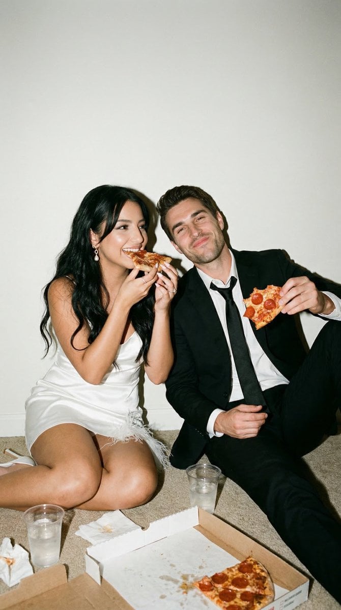 Candid Wedding Afterparty Pizza Flash Editorial Prompt for Nano Banana 2