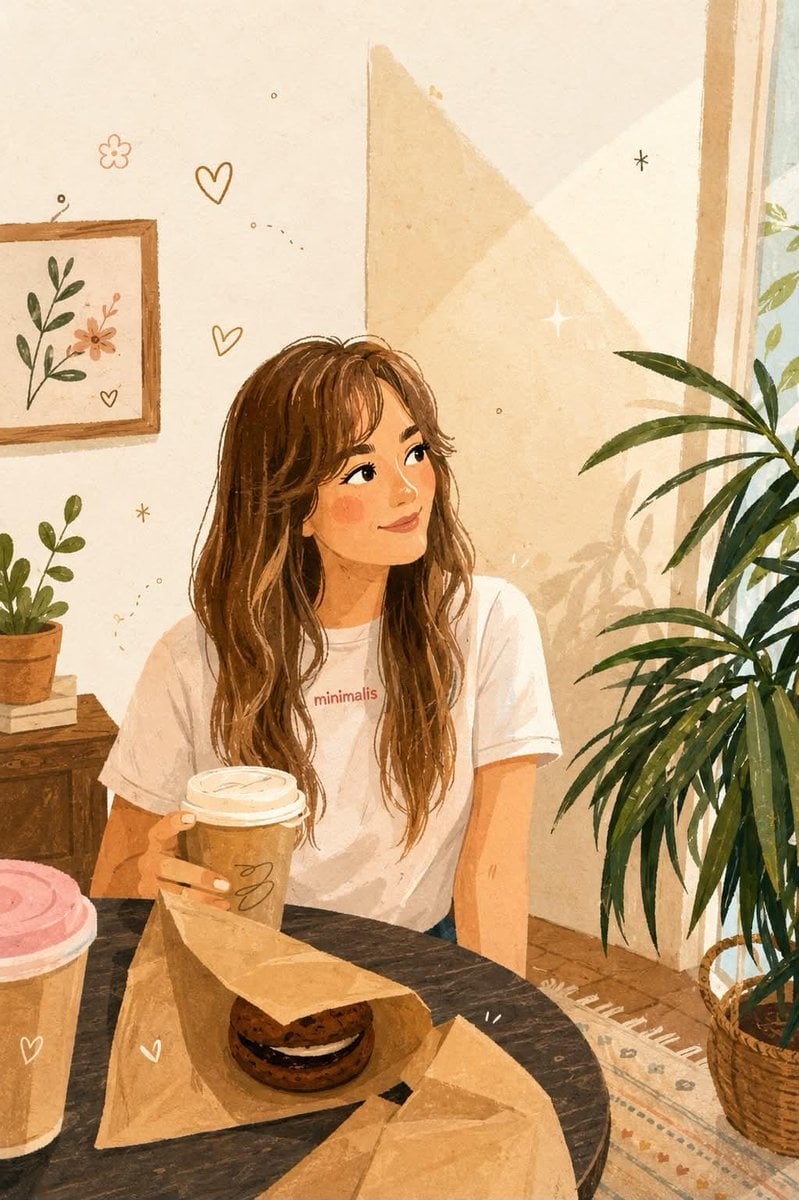 Cozy Cafe Storybook Illustration — AI image template example