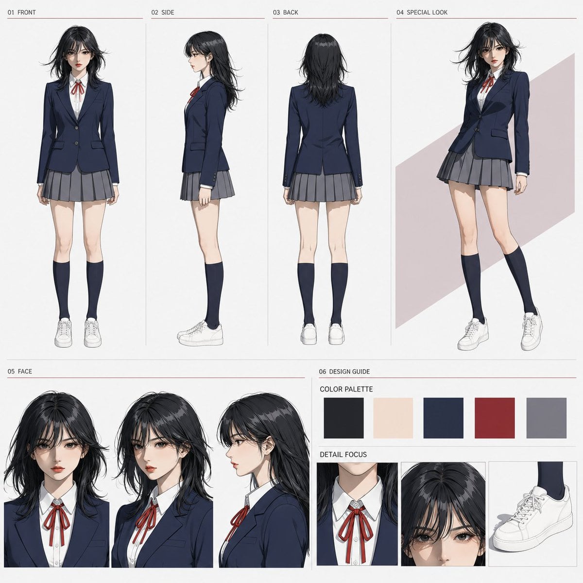 Anime Character Sheet Reference Prompt