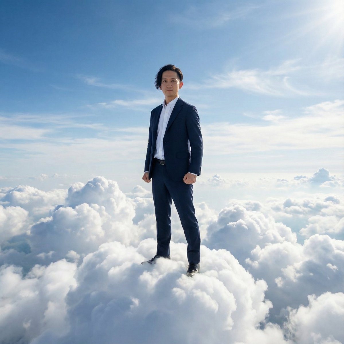 Standing on Clouds in a Suit