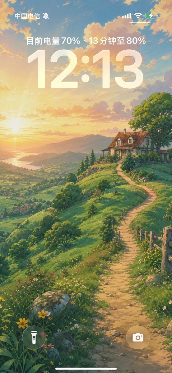 Anime Countryside iPhone Lock Screen