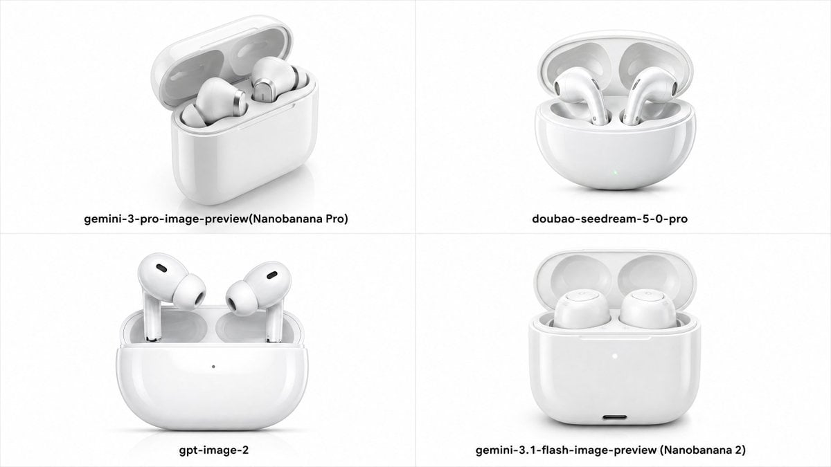 Four-Model Earbud Product Comparison — AI image template example