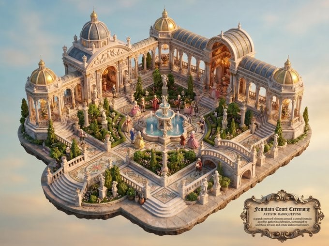 Baroquepunk Royal Garden Miniature — AI image template example