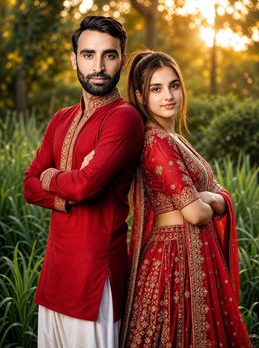 Traditional South Asian Wedding Portrait — AI image template example