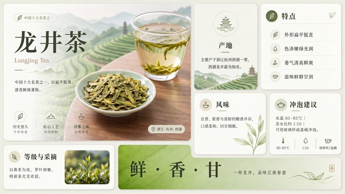 Clean Longjing Tea Infographic Upscale