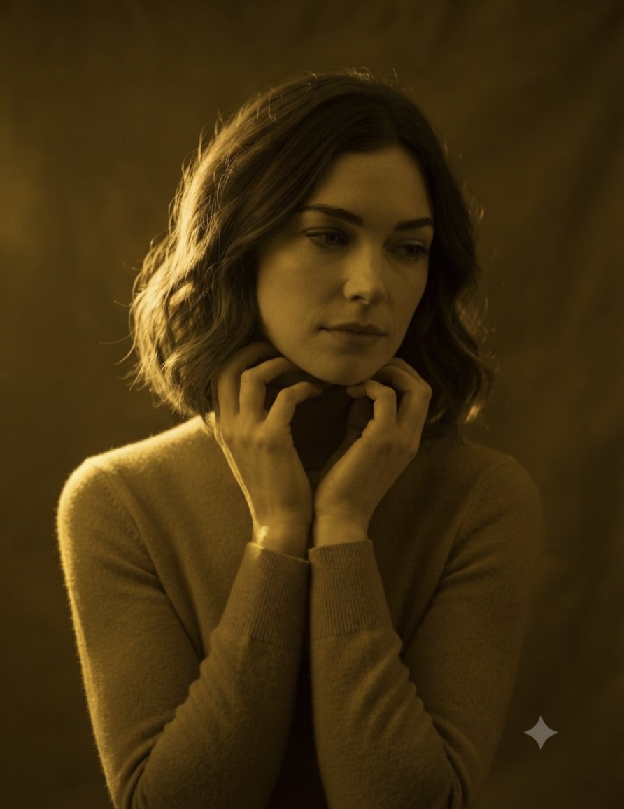 Monochromatic Golden Sepia Portrait