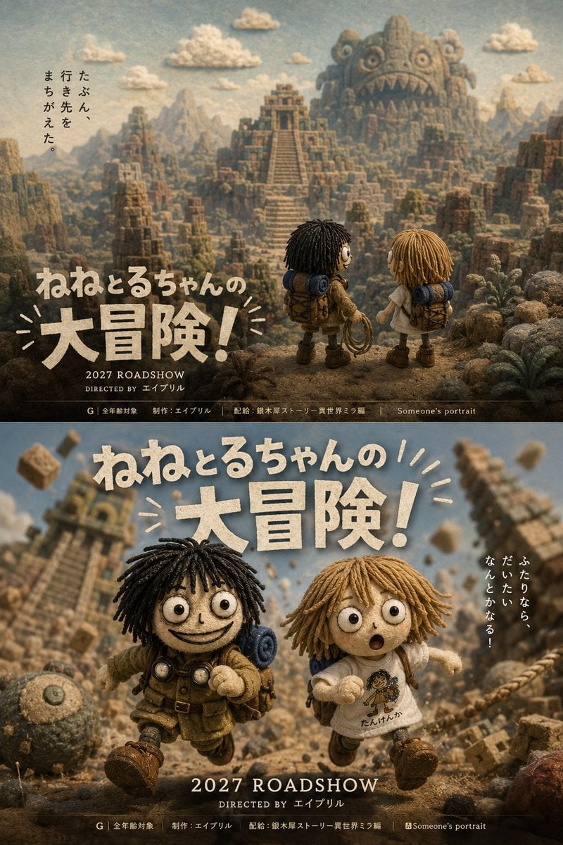 Two Japanese Claymation Adventure Posters