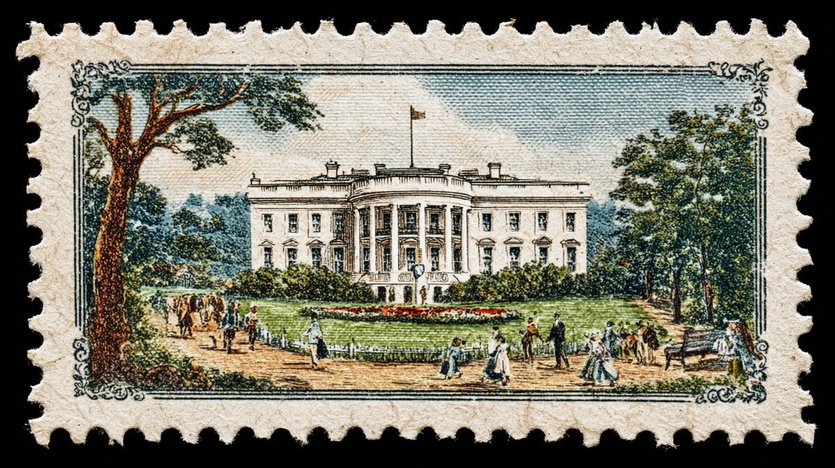 A vintage postage stamp depicting