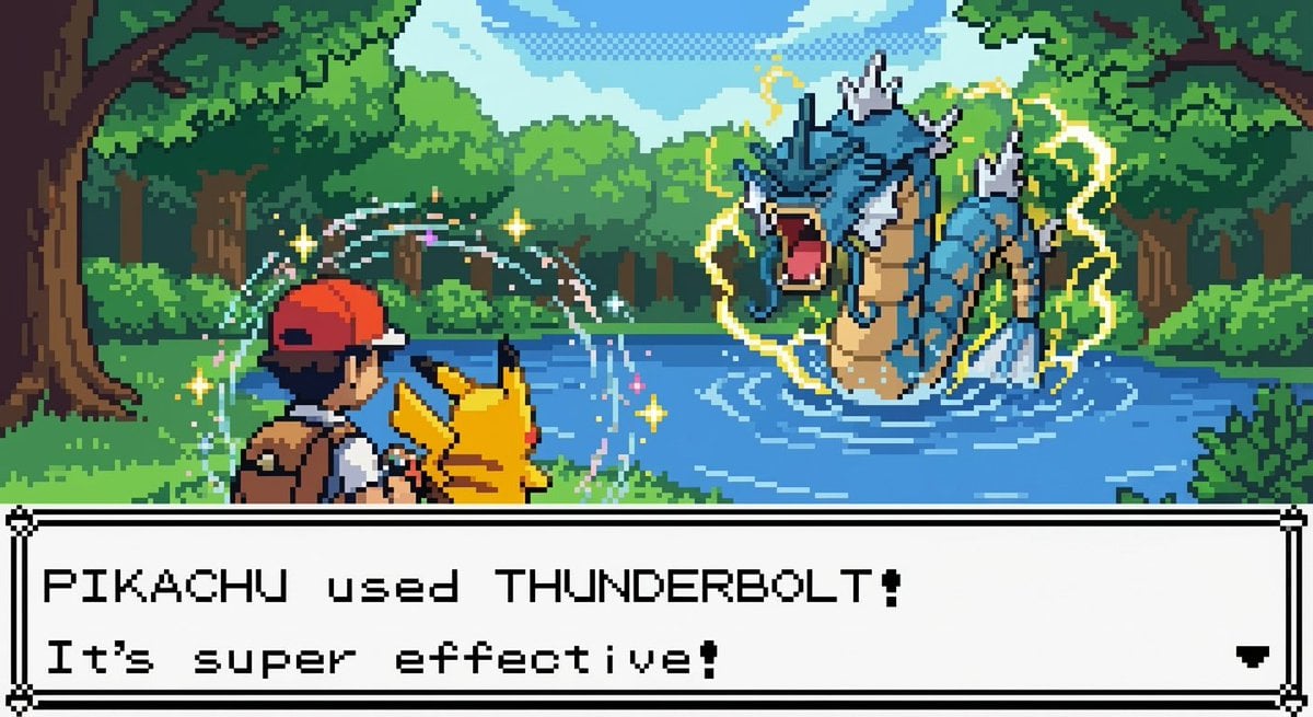 New Pokémon pixel art battle scene