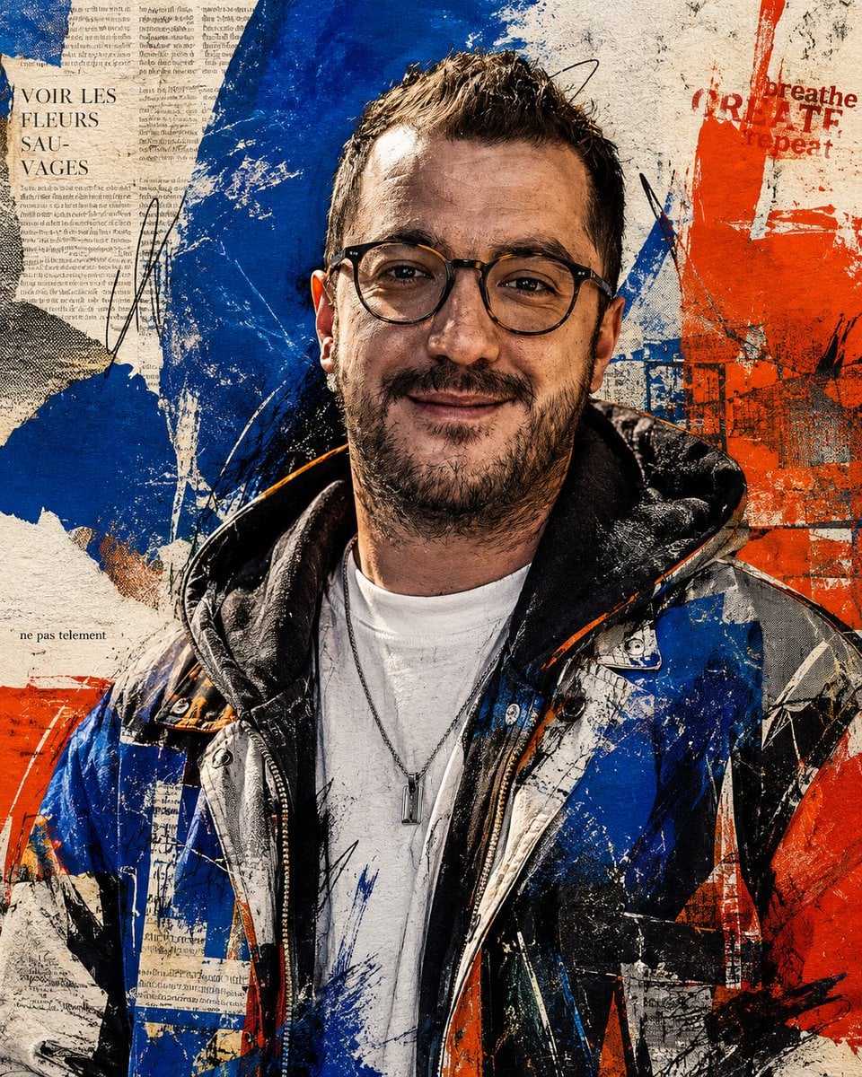 Censored Urban Collage Portrait — AI image template example