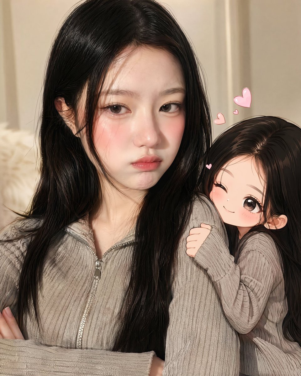 Real-Life and Anime Duo Portrait — AI image template example