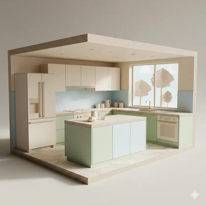 Origami Kitchen Cutaway