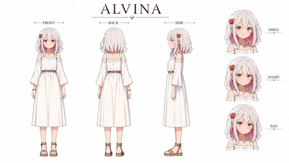 Alvina Anime Character Reference Sheet