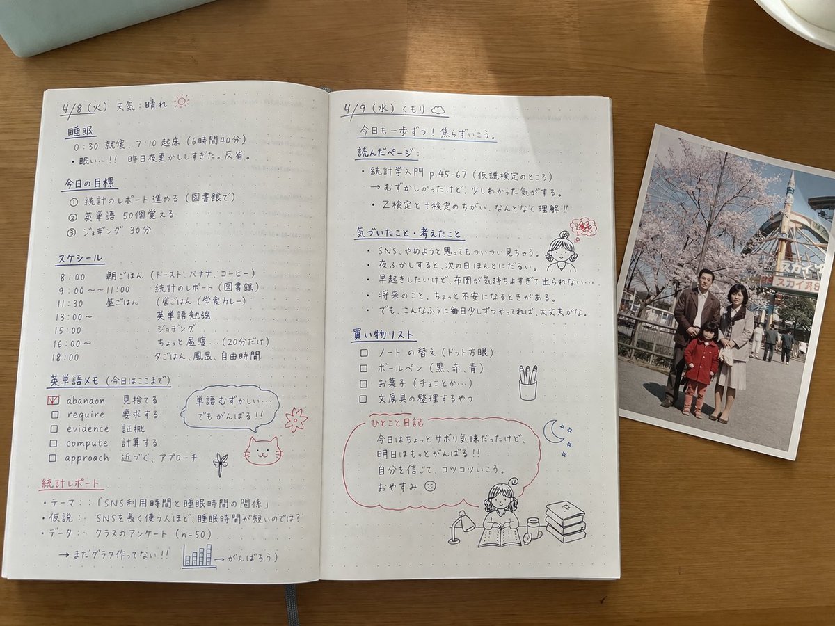 Handwritten Japanese Study Notes with Photograph reference image 2