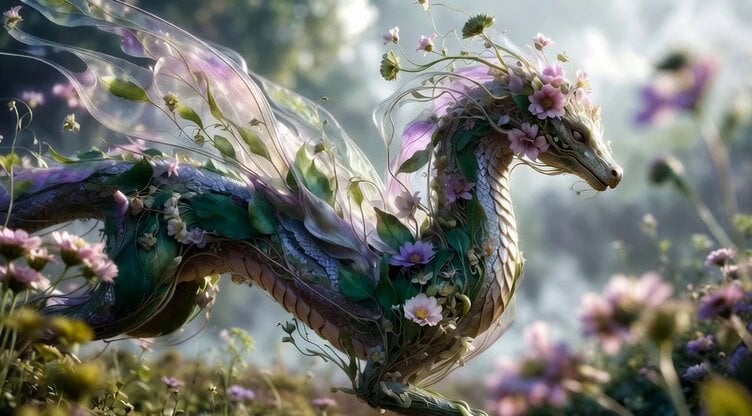 Dragon Grown from Intertwining Plants