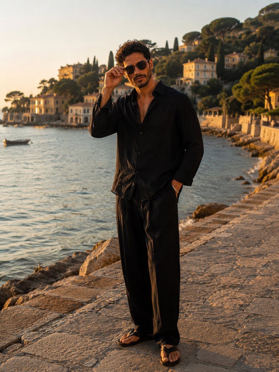 Mediterranean Summer Fashion Portrait — AI image template example
