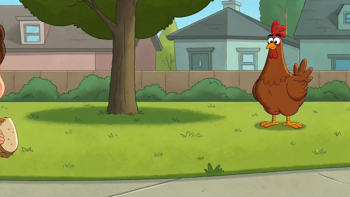 Cartoon Child and Chicken Chase