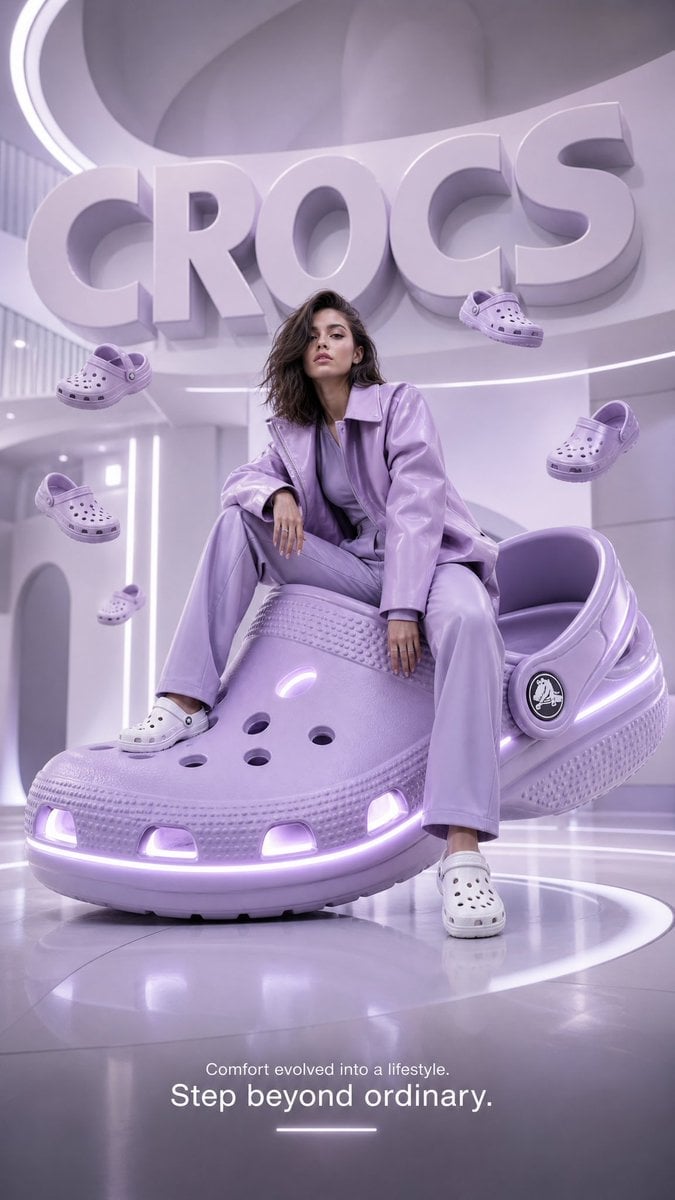 Futuristic Crocs Fashion Advertising Poster