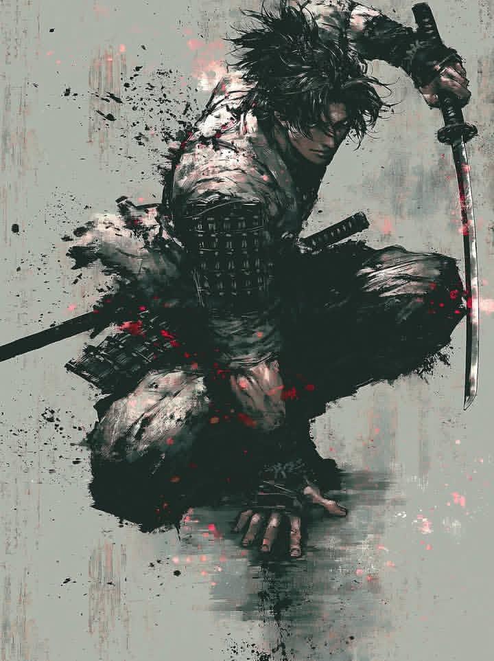 Samurai Ink Wash Manga Art — AI image template example
