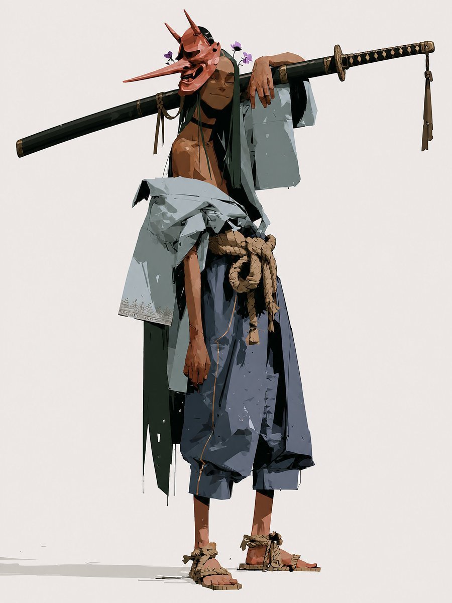 Happy Tengu Samurai Concept Art — AI image template example
