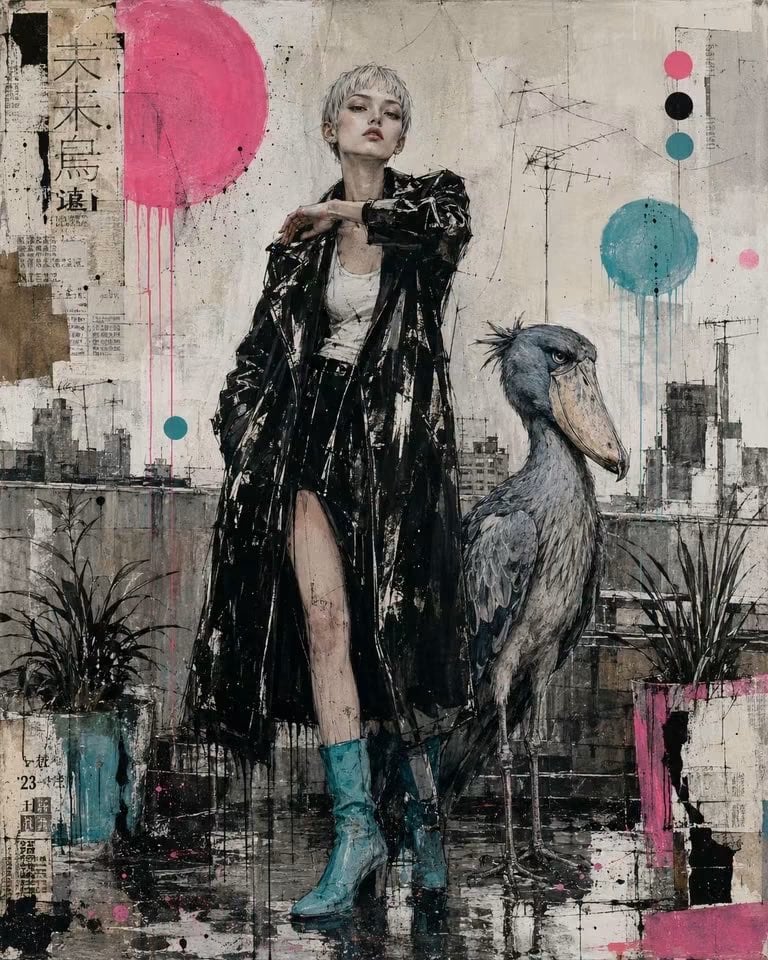 Mixed-Media Urban Abstract Portrait — AI image template example