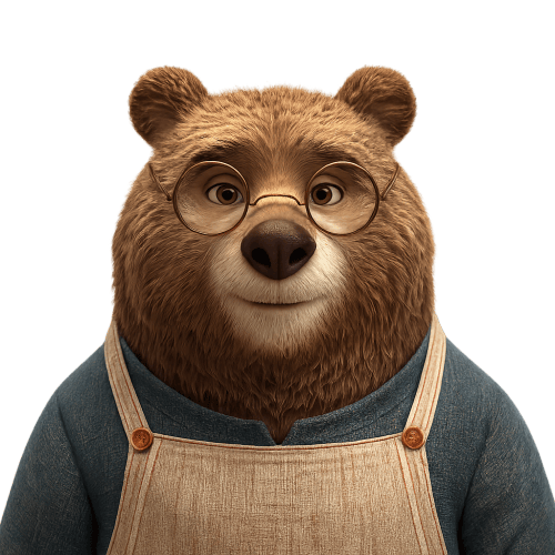 Transparent Bear Character Cutout
