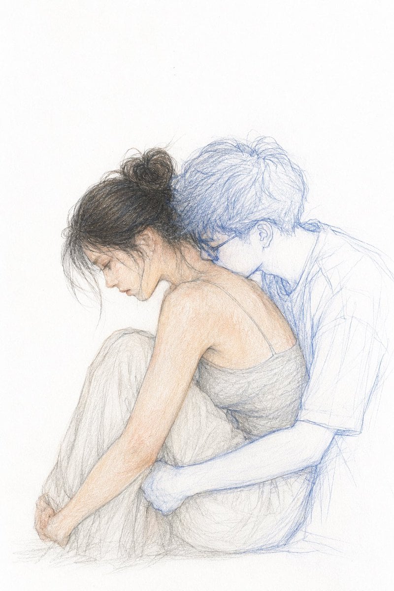 Longing Colored Pencil Couple — AI image template example