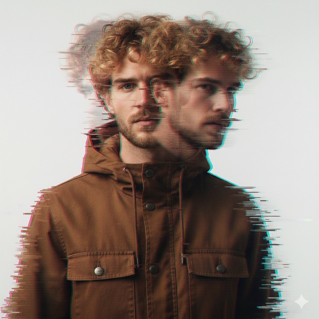 A double exposure, long exposure editorial photograph of a man Use image