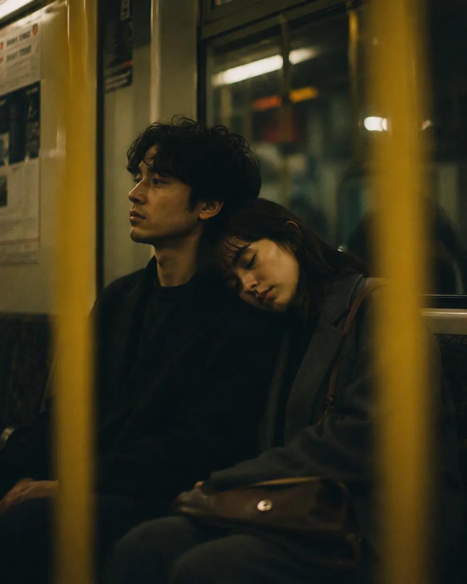 Cinematic Night Subway Couple Portrait — AI image template example