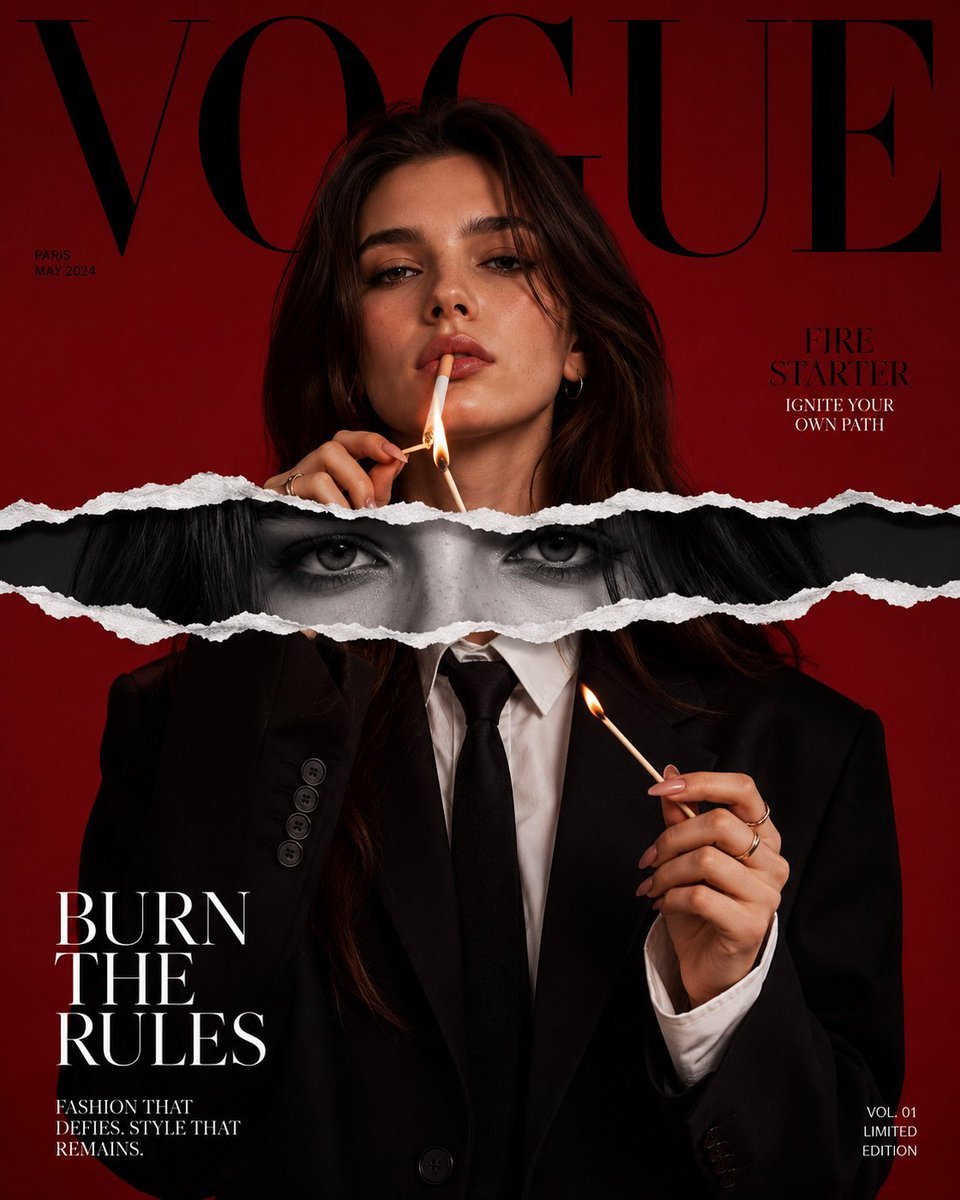 Torn Paper Editorial Magazine Cover — AI image template example