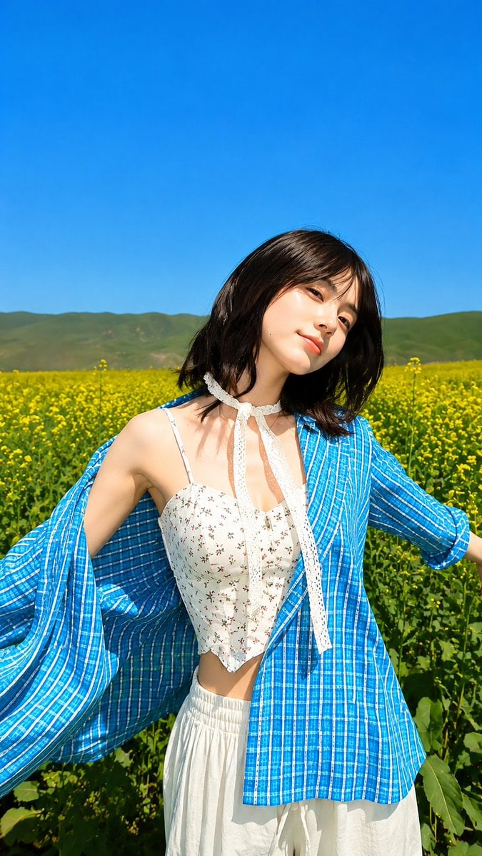 Rapeseed Field Editorial Fashion Photography — AI image template example
