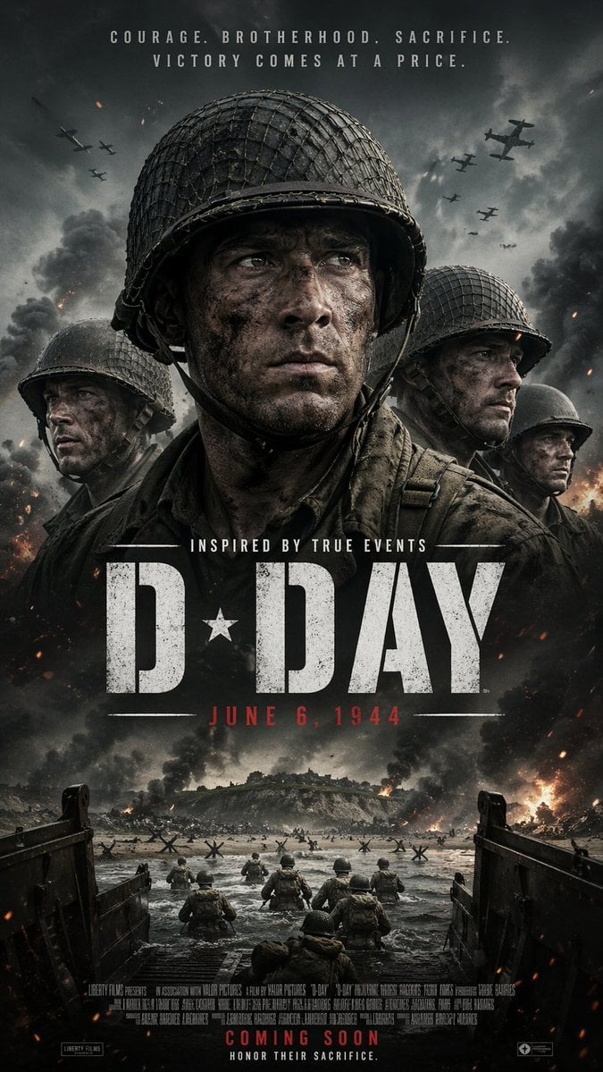 WWII D-Day Cinematic Poster