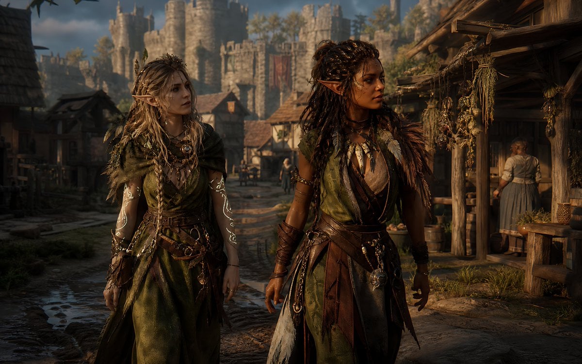 Censored Elven Adventurers in Medieval Village