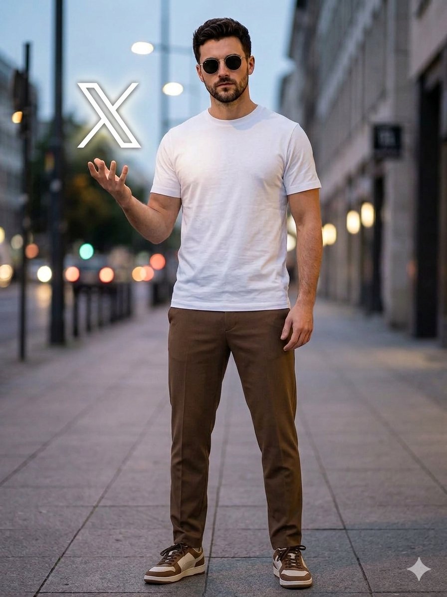 Urban Dusk Floating Logo Portrait — AI image template example