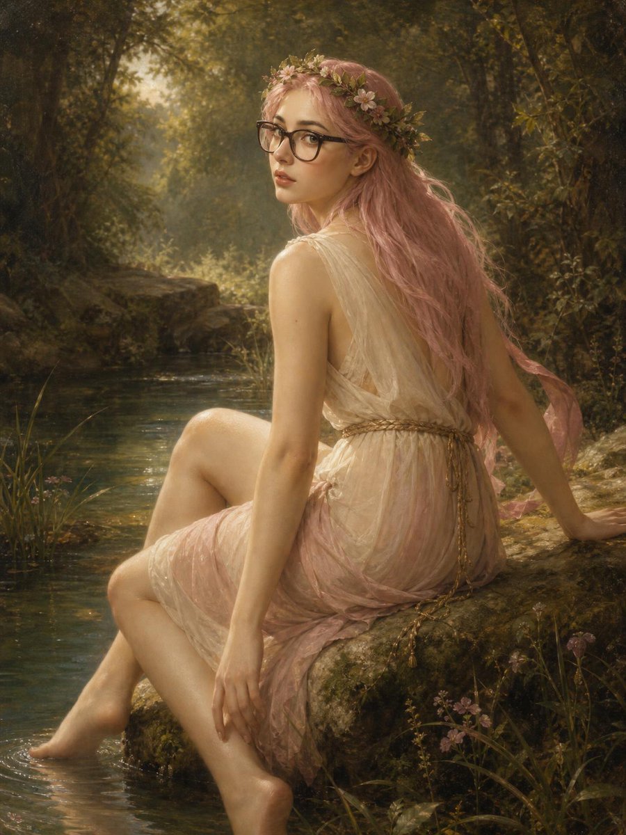 Bouguereau Nymph With Pink Hair — AI image template example