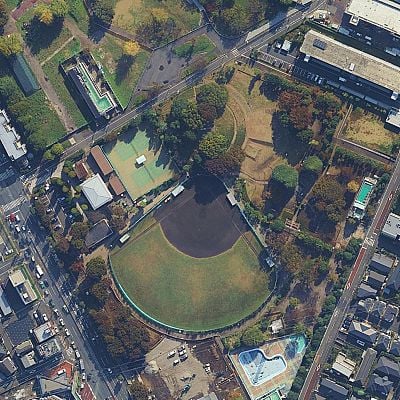 Cartoon drone-style Google Maps aerial illustration prompt