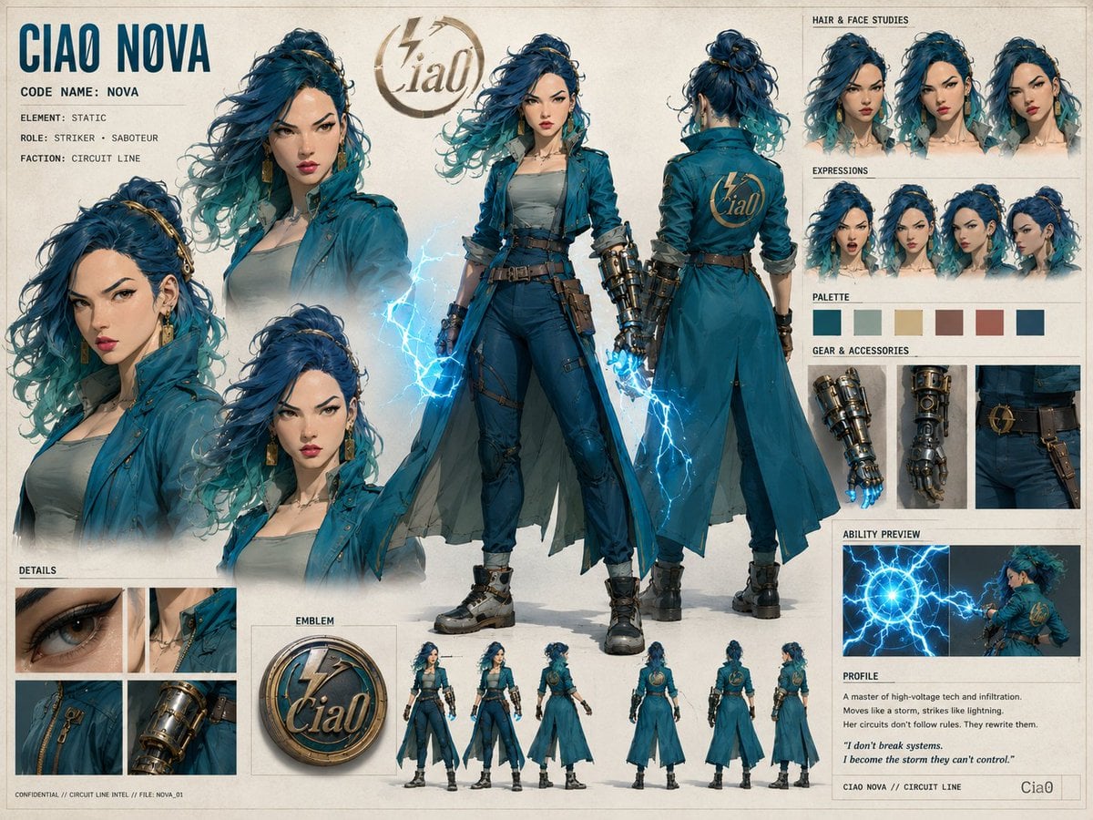 Ciao Nova Character Reference Sheet